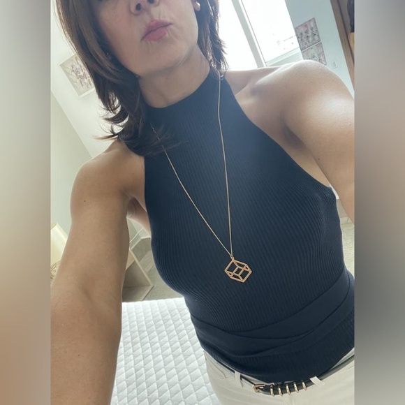 NWT! Anthropologie Navy Maeve Halter Wrap Sweater Tank - Size Medium 🎾 - Picture 5 of 6